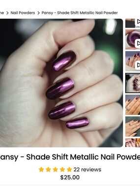 Pansy Shade-Shift Metallic Sistaco Nail Powder